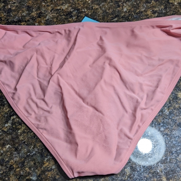 FLAW AS IS Womens Swim Set  L Pink Tankini Black Skirt 2 Piece  Spaghetti Strap - Picture 17 of 17